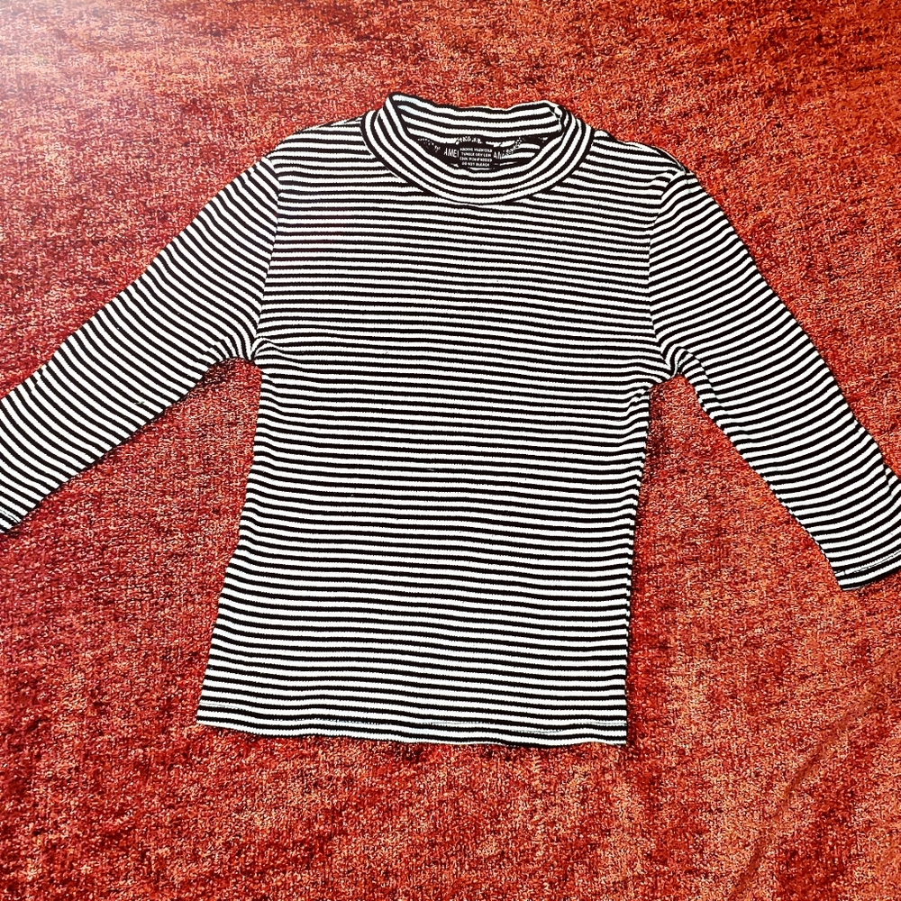 American Dream Black & White Striped Crop Top